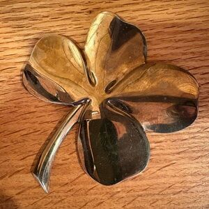 Vintage Gerity 18K White Gold Plated Brass Four Leaf Clover Paperweight